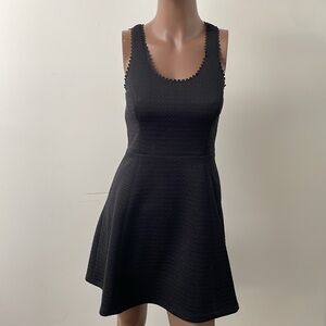 Club Monaco Cutout Mini Dress Taura Scallop Edge Sleeveless Cocktail Black 0